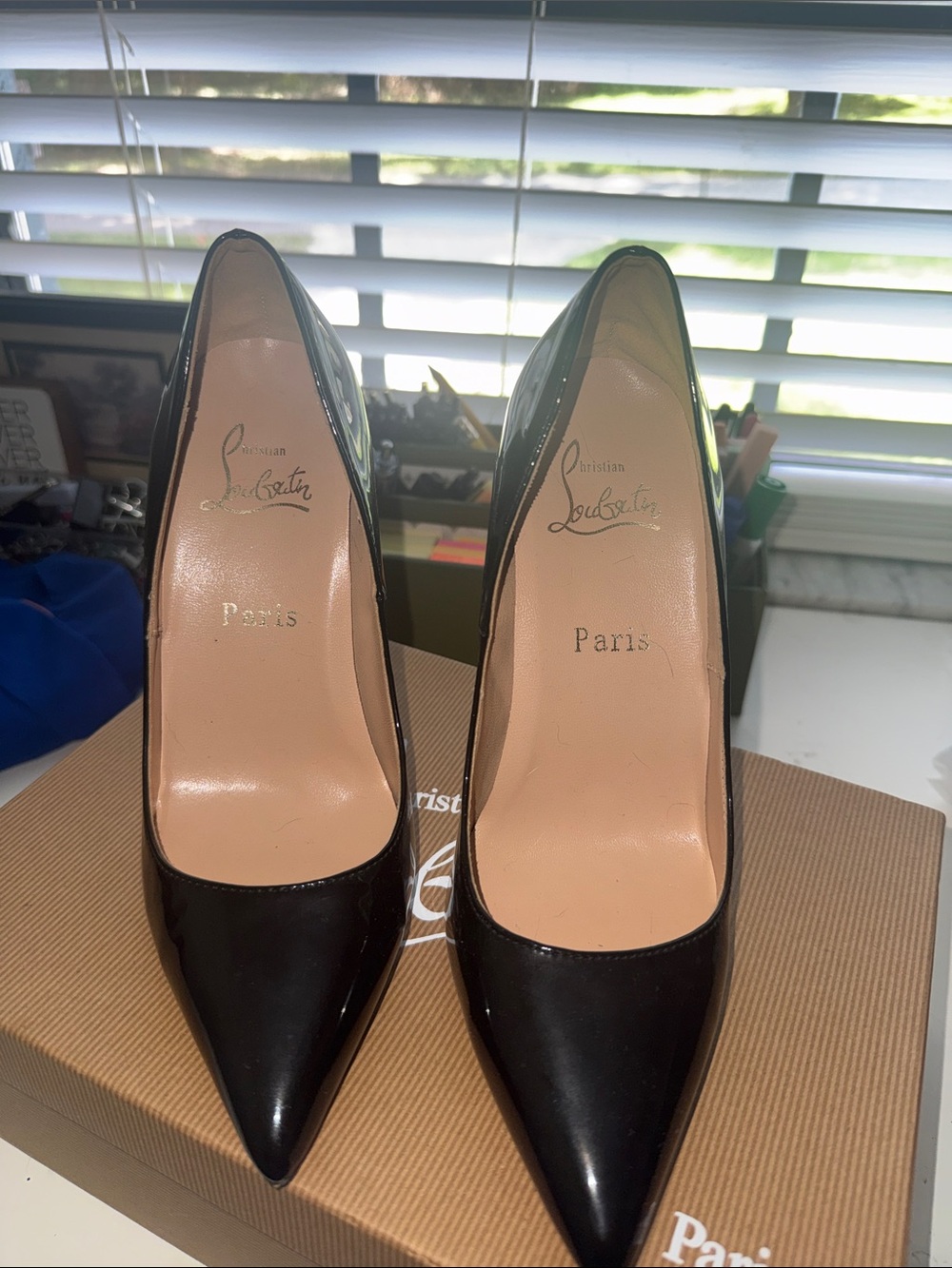 Christian Louboutin Black Patent Pointed Toe Stiletto Pumps